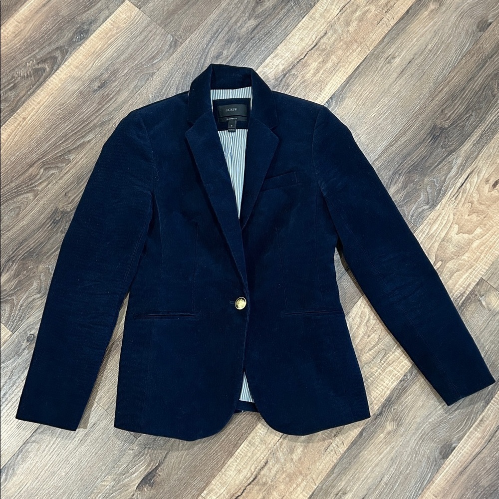 J.Crew Campbell corduroy blazer Navy one button lined classic size 0